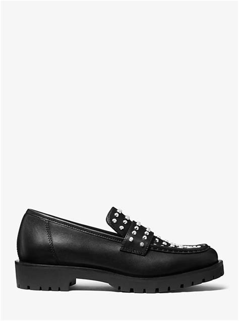 michael michael kors holland studded leather loafer|Holland Studded Leather Loafer .